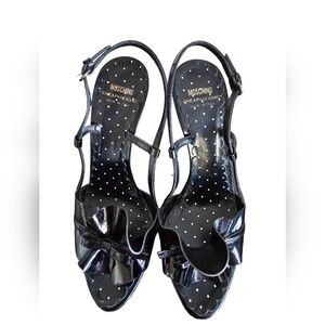 Moschino Cheep and Chik spider Slingback Sundals Heels patent leather black 37